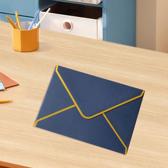 10Pcs Hot Stamping Envelope Golden Border Blanks V-Flap Design Envelope Greeting Cards Invitations Notes Envelopes