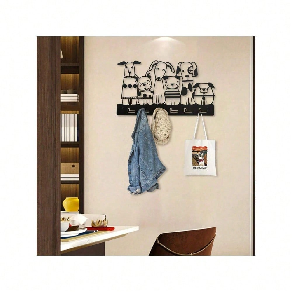 Creative Animal Wrought Iron Wall Mounted Key Holder with Screws and Expansion Bolts