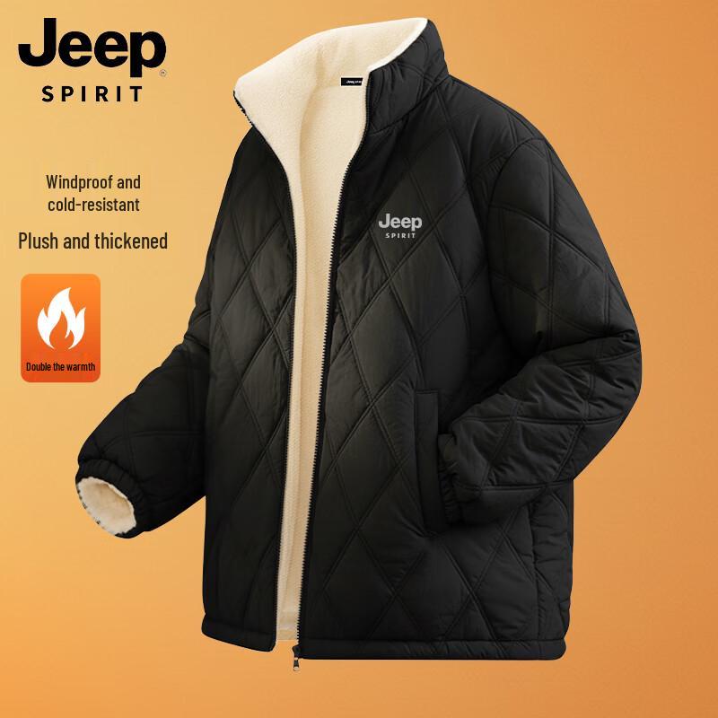 

JEEP SPIRIT Men s Warm Fleece-Lined Stand Collar Padded Jacket L