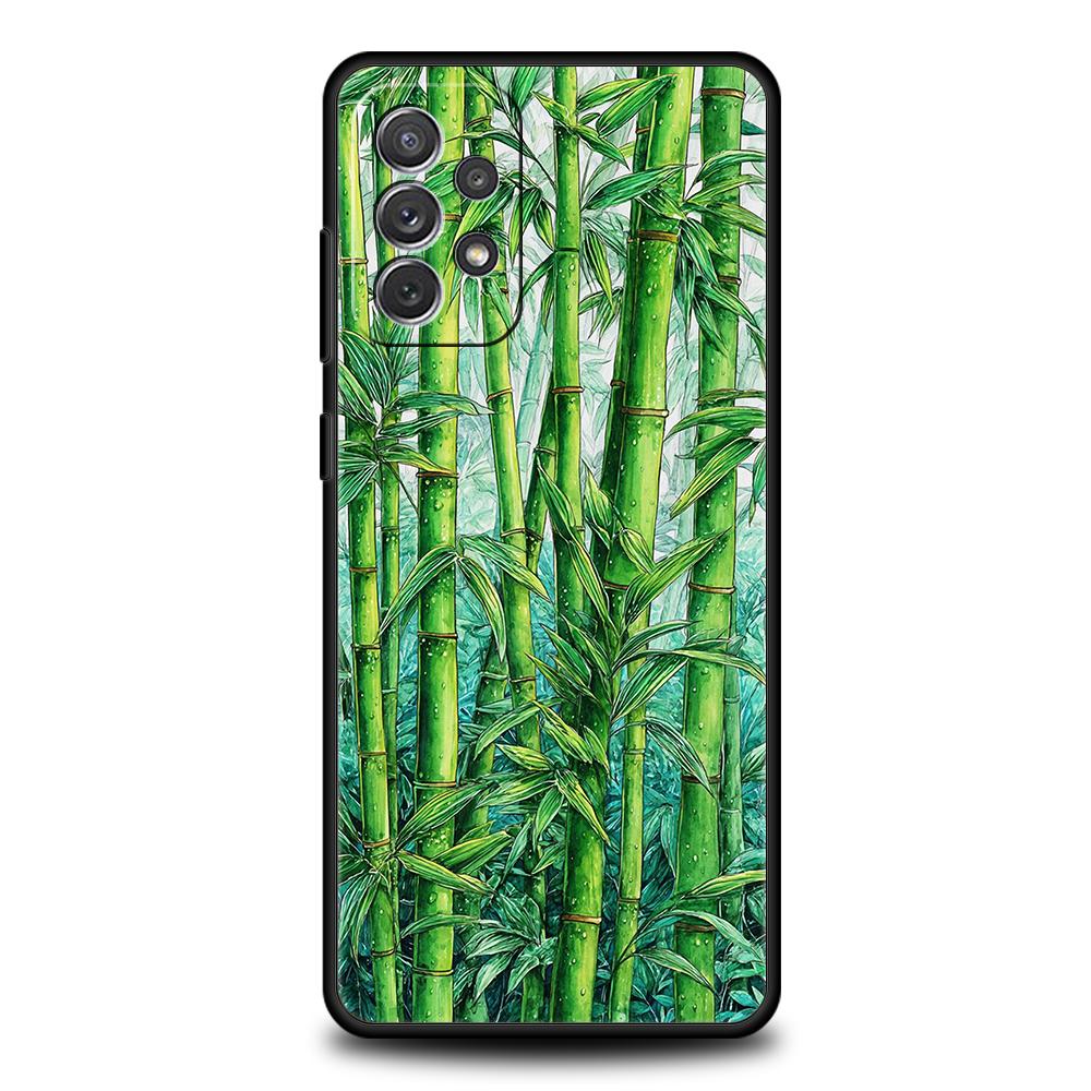 Phone Case for Samsung Galaxy A55 A53 A52 A52S A51 A41 A35 A32 A25 A23 A15 A71 Soft TPU Style Butterfly Green Bamboo Creative