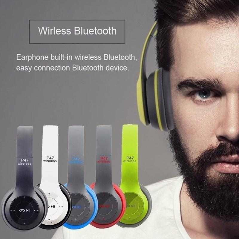 P47 Headband Foldable Stereo Bluetooth Headphones Wireless Headset Noise Cancelling Casque Audio Hand