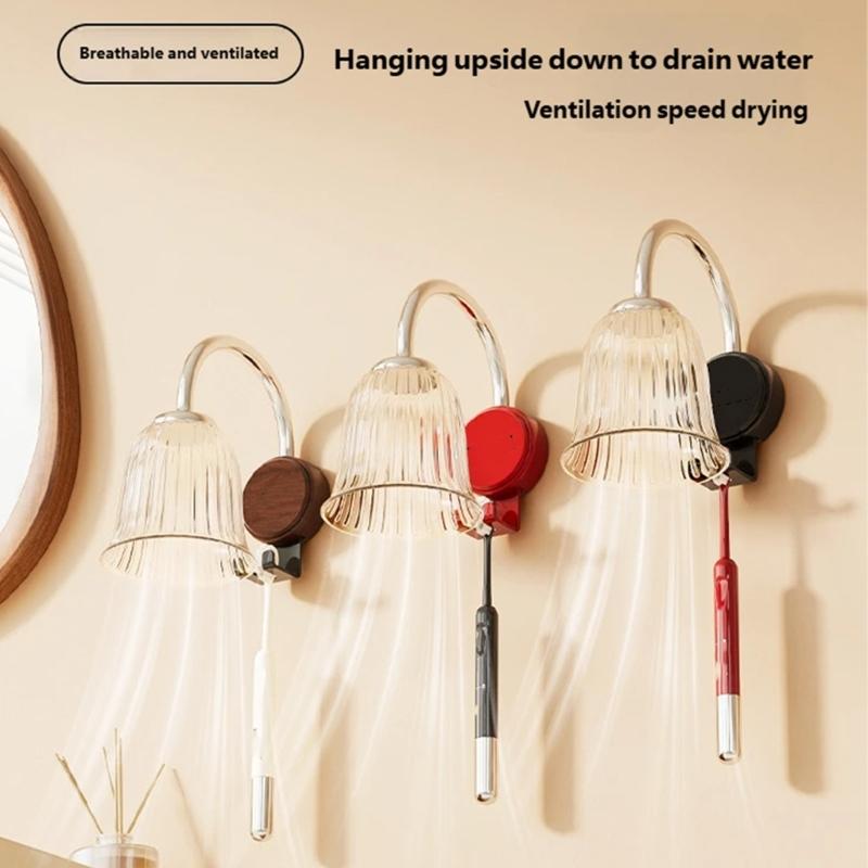 Retro Magnetic Toothbrush Cup Holder Wall Mount with Fast Drying for Clean Bathroom Counter Organization