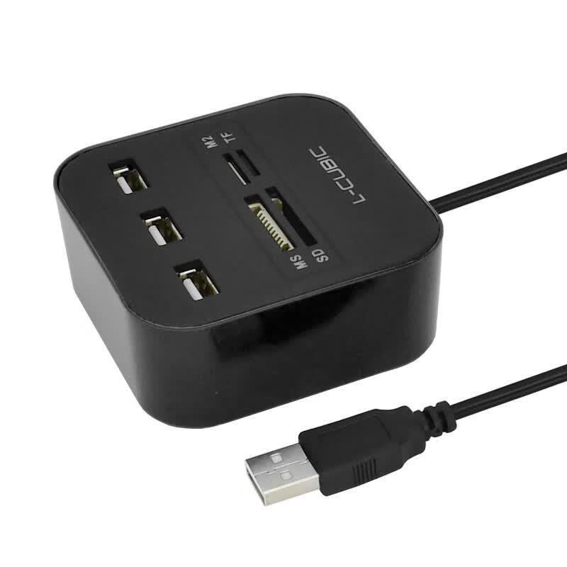 L-CUBIC 3-Port USB Hub with Card Reader