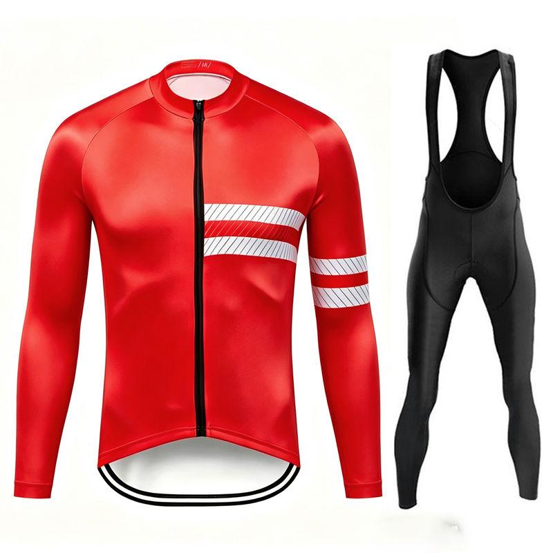 Team Breathable Mens Long Sleeve Cycling Jersey Set Spring and Fall Mountian Bicycle Clothes Wear Ropa Maillot Ciclismo