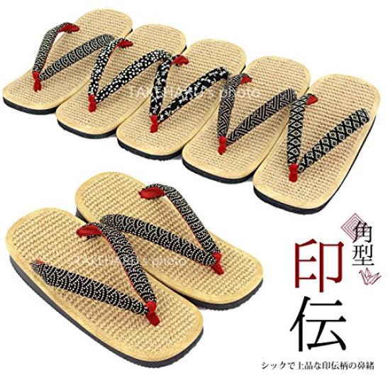 Takeharu Hemp Geta Made in Inden Women's Sandals, Japan, Sponge, Assorted, Square, Medium,