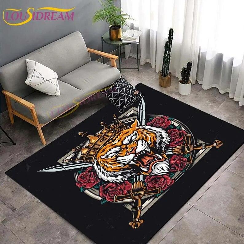 

Tiger Cartoon Printed Floor Mats Tattoo Studio Mats Mystic Witchcraft Gossip Carpet Livingroom Play Mat Retro Birthday Gifts