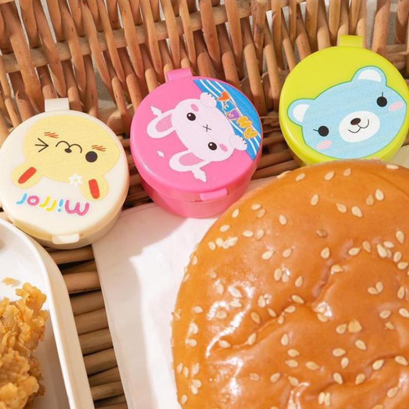 3Pcs Portable Cartoon Mini Sauce Box Small Sauce Container Kids Lunch Accessory
