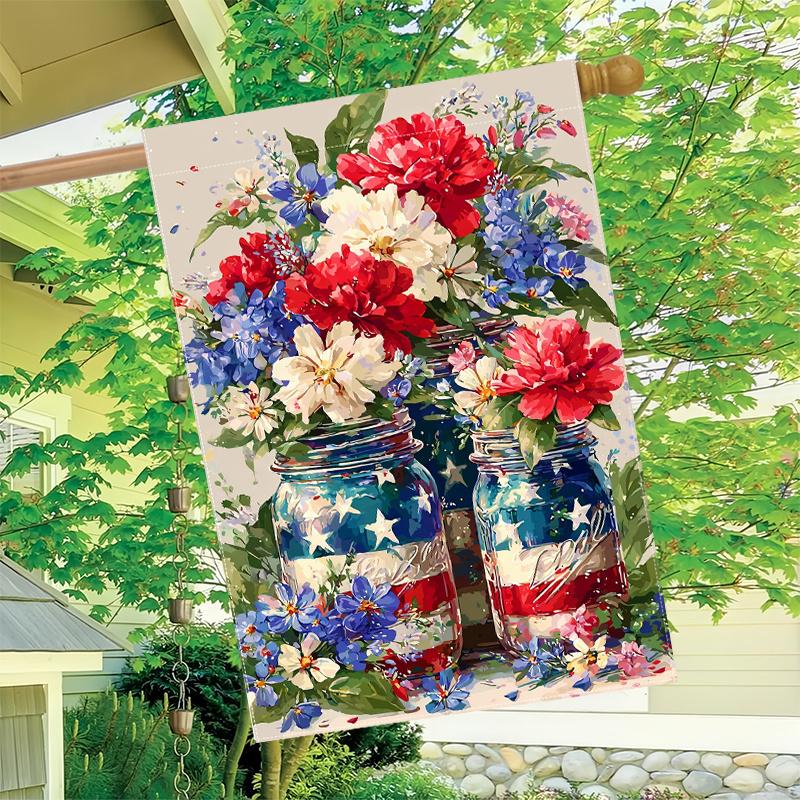 Taotao0635_3_mason_jars_with_red_white_and_blue_flowers_in_them_7d9d7565-04cd-4f7d-9a9d-079cb3ef9ae0_325.12x101.6 cm Garden Decoration Double S, Home