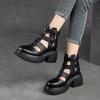 Fashion GKTINOO Women Sandals Wedges Heels Genuine Leather Round Toe Summer Fashion Female Gladiator Sandals Platform Shoes Woman