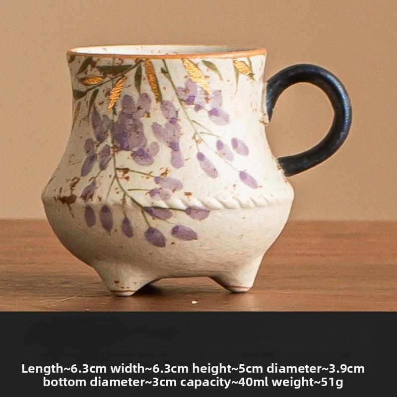 

Blue White Firing Porcelain Tea Cup Hand Painted Gold Wisteria Master Chinese Gongfu Tea Set Ceramic Creative Home Decor Gift