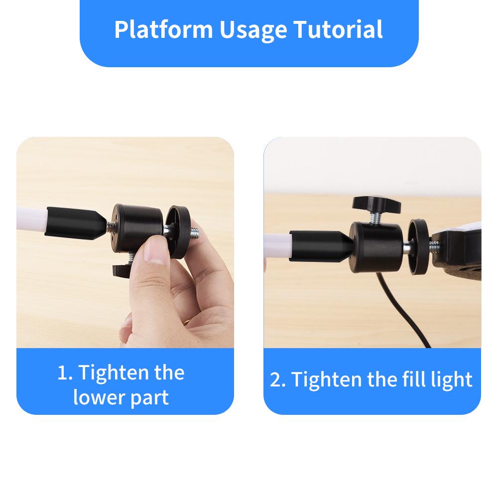 Adjustable Spiral Base Phone Holder with Fill Light for Bedside Use