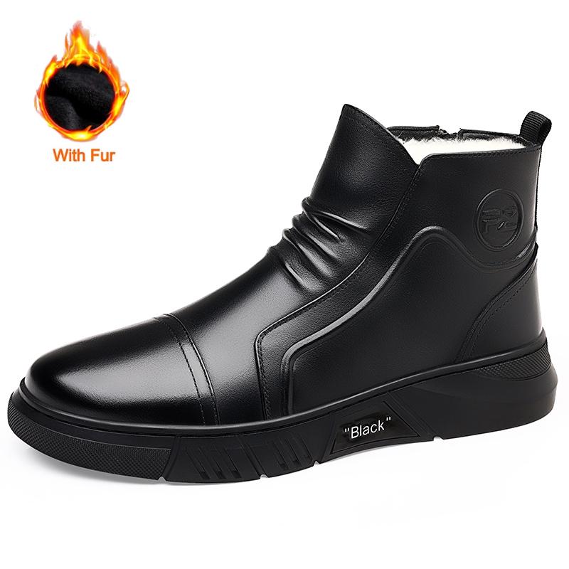 

Горячая Распродажа Мужские Кожаные Ботинки Высокого Качества Зимние Мужские Ботильоны Боковая Молния Деловые Уличные Повседневные Мужские Туфли 44