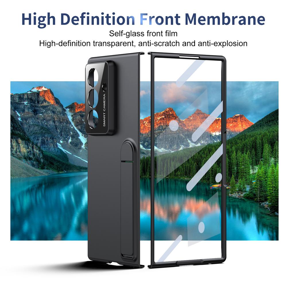 KEYSION Shockproof Case for Samsung Galaxy Z Fold 7 5G Hard PC Kickstand Phone Back Cover with Tempered Glass Screen Protector