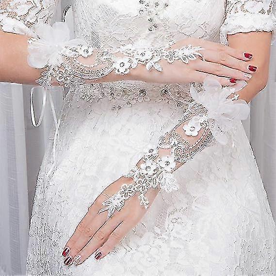 Bridal Gloves Lace Bridesmaid Gloves Gothic Crochet Elegant Half Finger Bridal Evening Gloves Banquet Theater Ball Wedding Accessories - DD