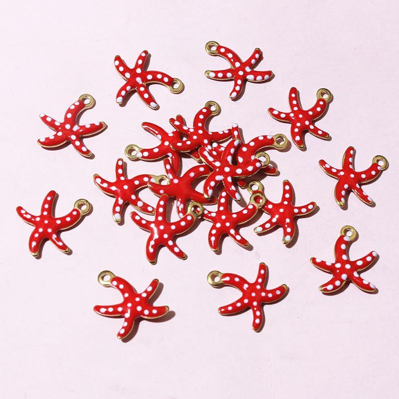 20pcs 10.5x10mm Stainless Steel Small Starfish Charms Pendant Enamel DIY Jewelry Making Accessories Findings Necklace Earrings