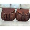 Leather Motorcycle Saddle Bag Side Pouch Panniers Bags Real 1 Pair 2 Bags