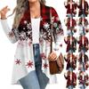 Women's Fall And Winter Fashion Casual Print Long Sleeve Mid-Length Cardigan Jacket