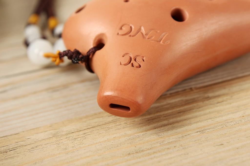 TNG Mini Ocarina [NecklaceBrown12-Hole] Premium Necklace, Single Soprano Ocarina in C Key, for Brass Instruments, Purple Sand