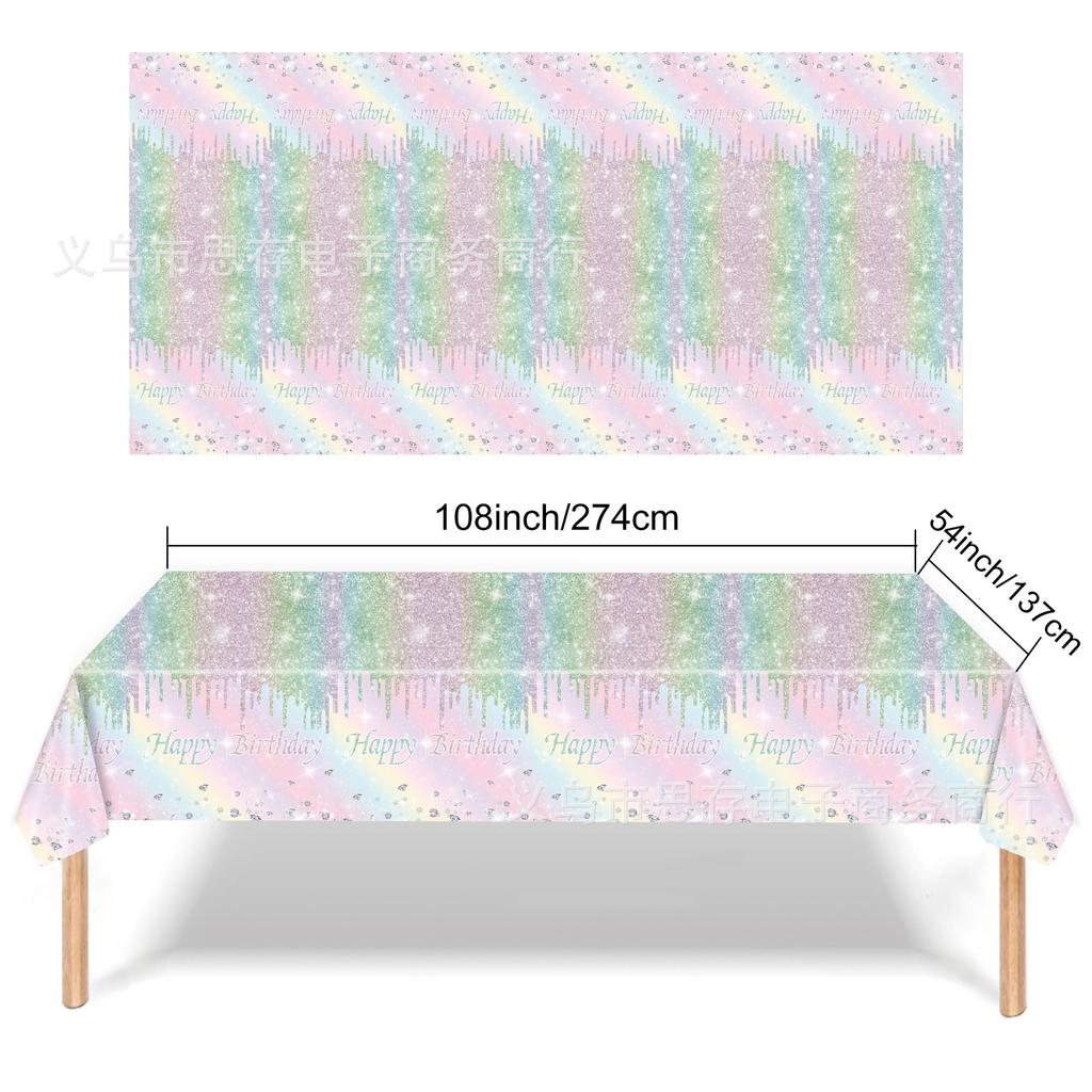 Diamond Colored Birthday Tableware Set Disposable Tablecloth Paper Plate Paper Cup Paper Towel Party Supplies Colored Diamonds