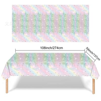Diamond Colored Birthday Tableware Set Disposable Tablecloth Paper Plate Paper Cup Paper Towel Party Supplies Colored Diamonds