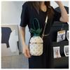 New Personalized Pineapple Shape Women's Messenger Bags Small Fresh Teenager Girl Single Shoulder Bag Foreign Flavour Woven Rivet Lock Chain Round Bag