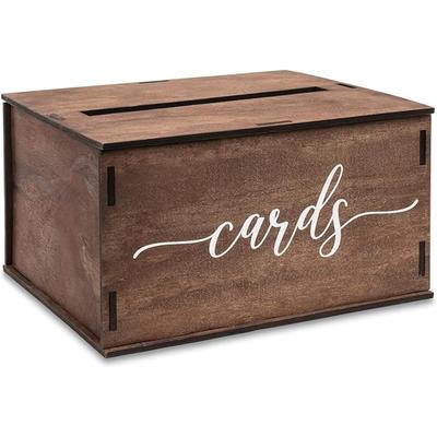 Wooden Wedding Card Box with Slot & Lid | Decorations for Reception for Wedding Gifts & Money | Baby & Bridal Shower, Graduation