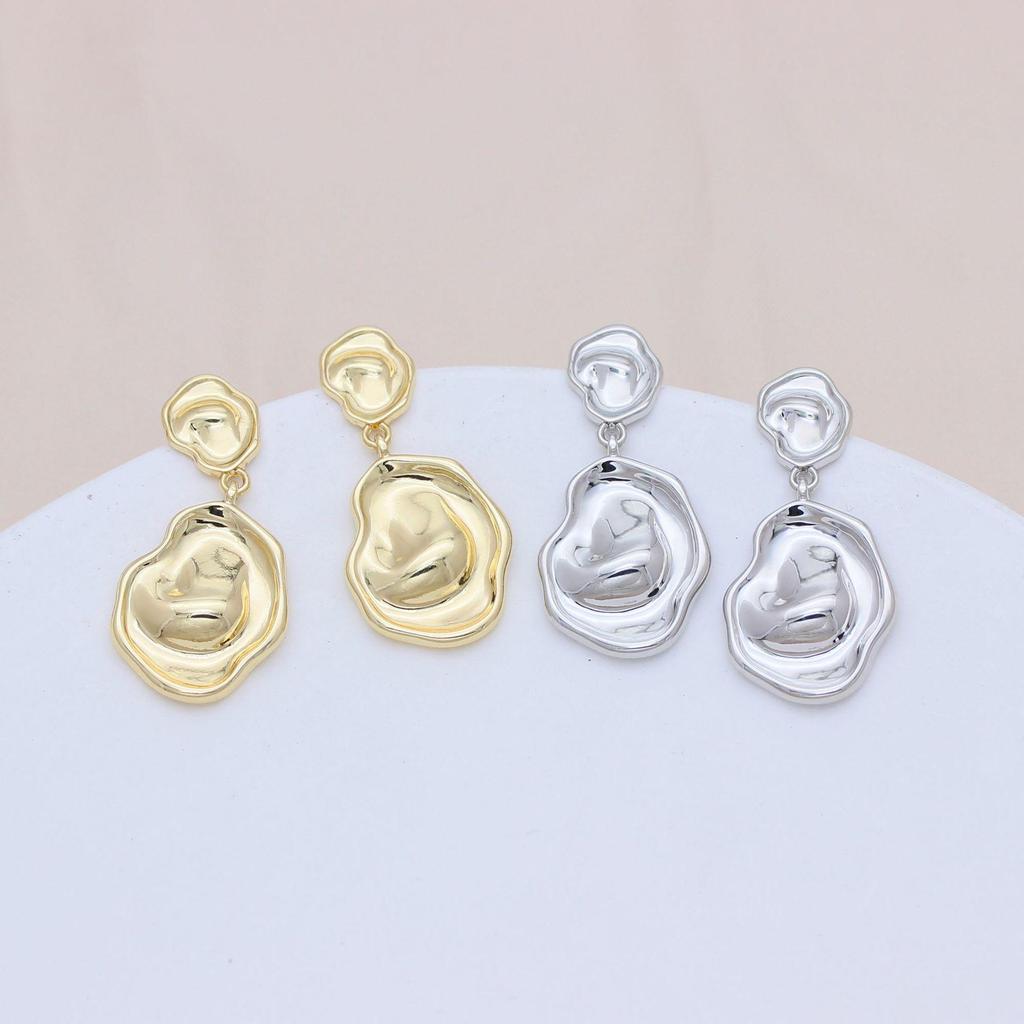 Geometric Irregular Concave-Convex Earrings: Simple, Fashionable Studs with S925 Silver Needle and Real Gold Color Retention