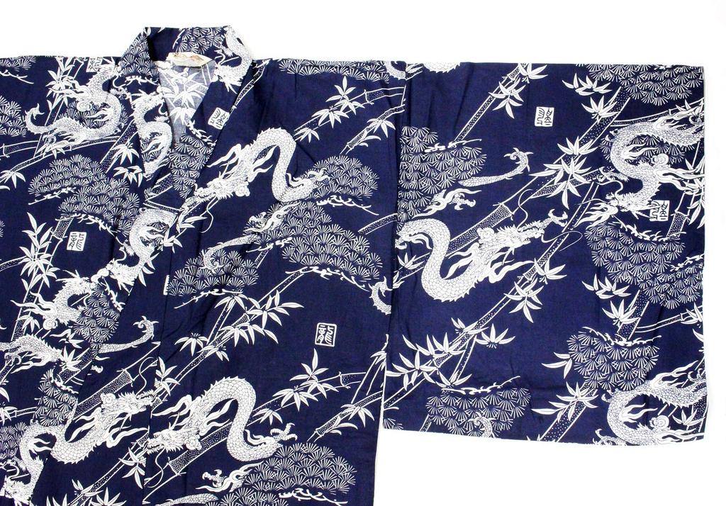 Japanese Yukata with a and Dragon Made in Japan for heights Pine, Bamboo, Pattern, (Suitable 170-180cm)