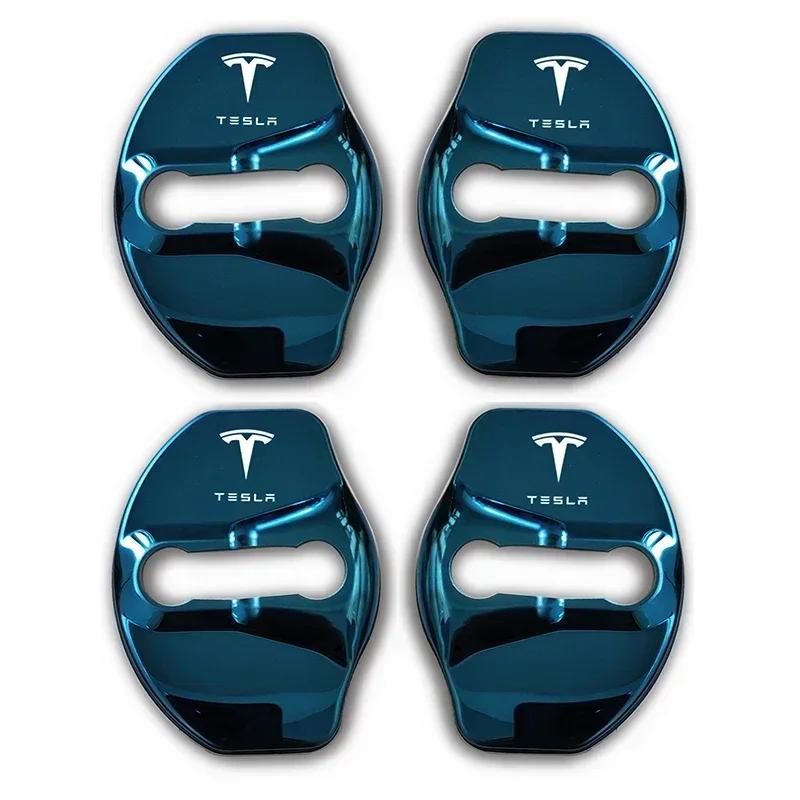 Car Sticker 2025 New Tesla 4pcs/set 3D Car Door Lock Cover Emblem Sticker for Tesla 2017-2019 Model 3 2019 Model X Protector Bad