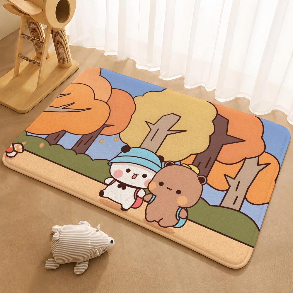 Kwai Anime Yier Bubu Floor Mat Floor Mat Soft Flannel Non-Slip Door Rug for Living Room