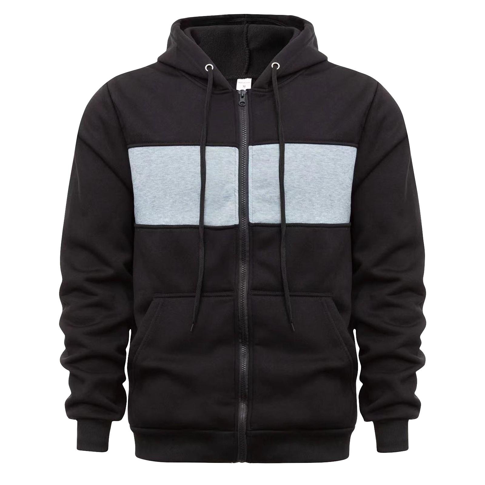 Мужская толстовка на молнии с цветными блоками мужская спортивная повседневная толстовка с капюшоном большого размера XXL чёрный 1894₽
