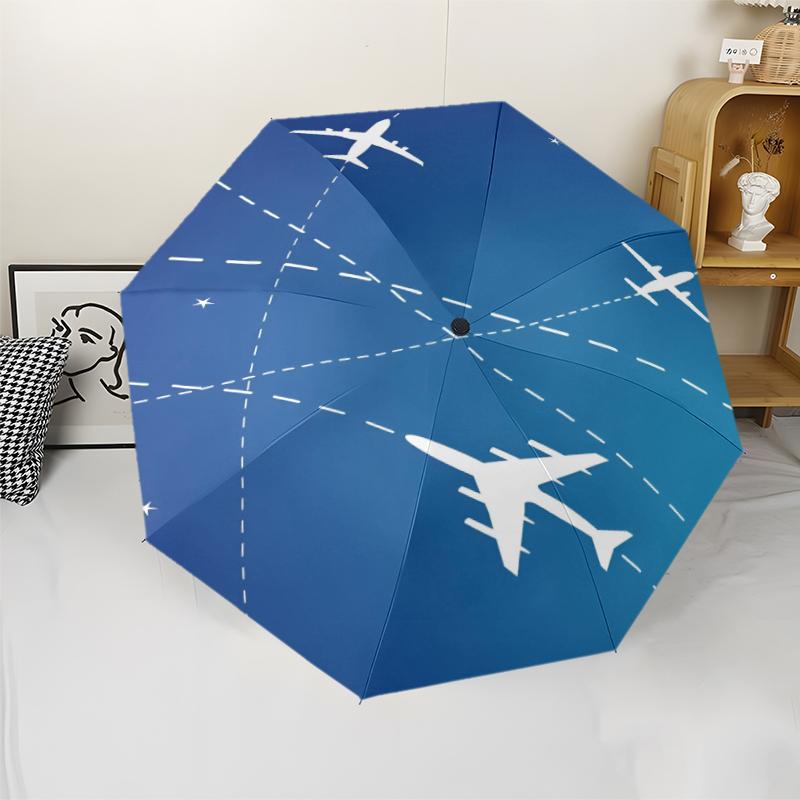 Airplane Theme Automatic Umbrella, Lightweight & Portable, 8 Rib, Perfect for Outdoor Travel, Birthdays, Christmas, Gifts.