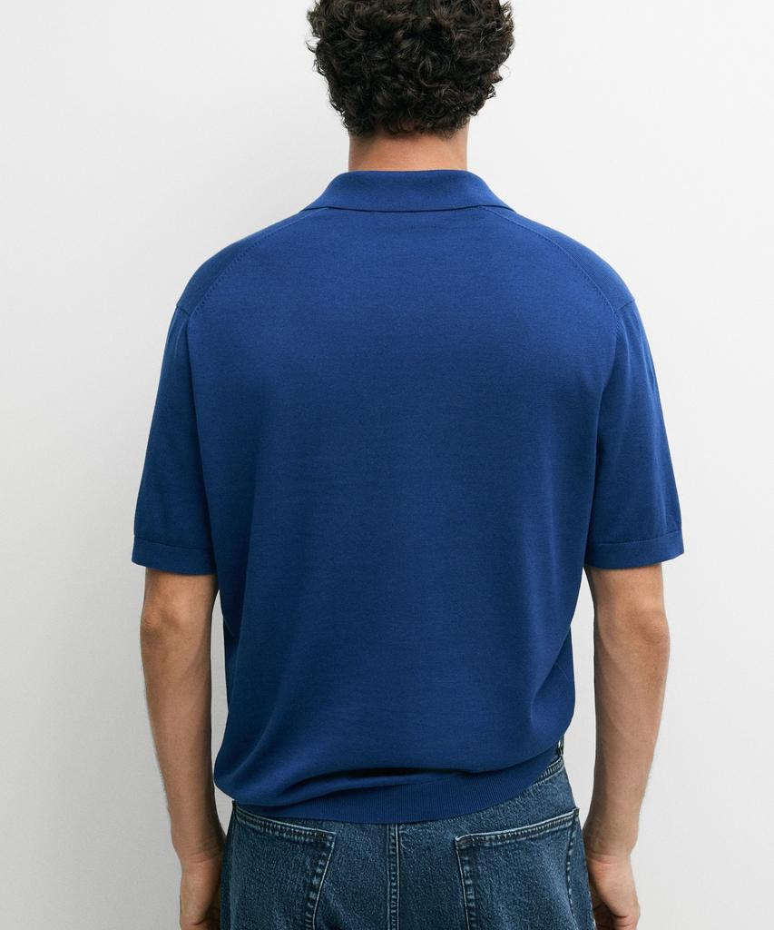 Masimodutti 100% Cotton V-Neck Knit Polo Shirt