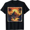 Starożytny Egipski Piramida Koszulka Męska Damska Zachód Słońca Palma T-Shirt