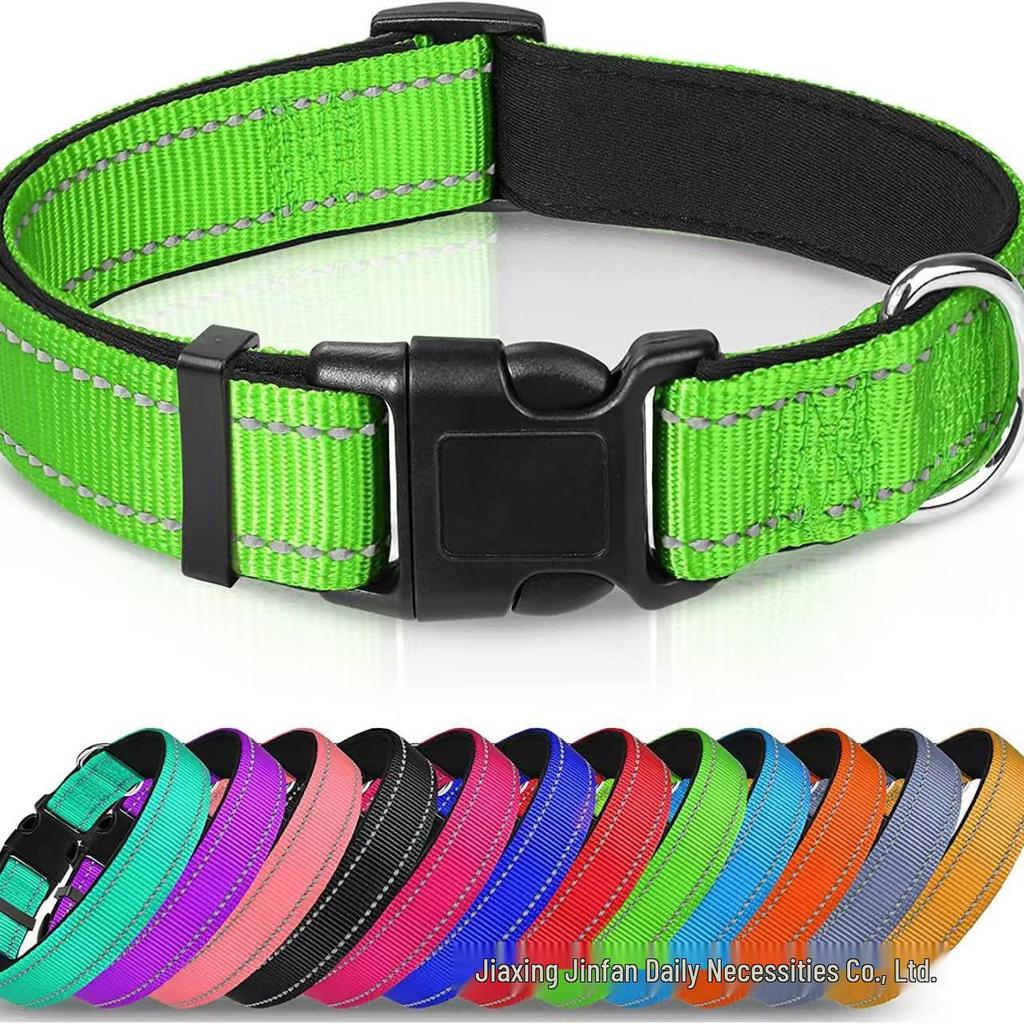 Ensemble Collier et Laisse pour Chien en Nylon Réfléchissant Réglable et Respirant - Taille Moyenne