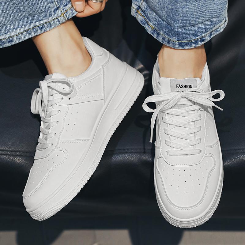 Pánské tenisky Neformální sportovní obuv pro muže Lehká PU kůže prodyšná obuv Pánské ploché bílé tenisky Zapatillas Hombre