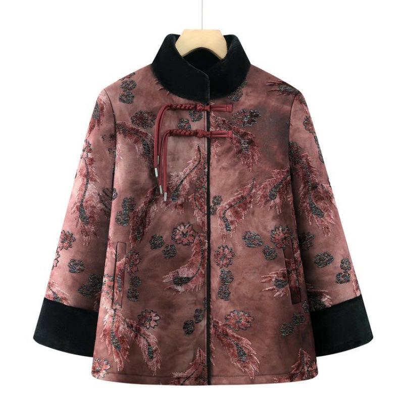 Grandma's winter padded clothes, middle-aged and elderly women's clothes, mother's clothes 0 old lady 0 velvet padded jacket