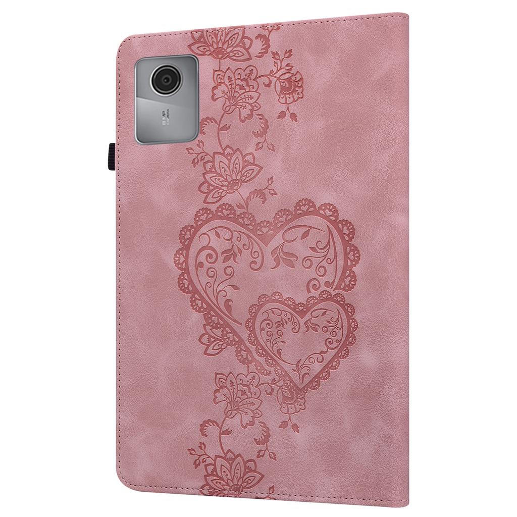 For Lenovo Tab M11 (TB-330FC)/Xiaoxin Pad 11 2024 (TB-331FC) Leather Case Heart Imprint Foldable Stand Card Slot Stylus Holder Tablet Cover