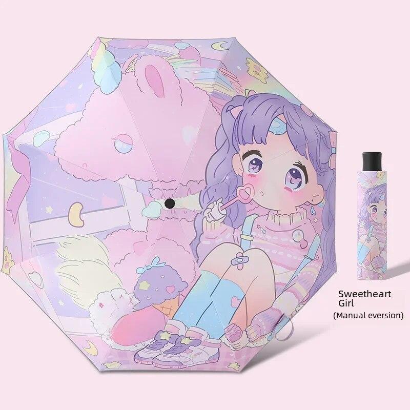 

Мультяшный удобный автоматический детский зонт с защитой от отскока, складной клей со светоотражающей полосой, зонтик для учащихся начальной школы