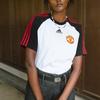 adidas Manchester United Lässiges Sport Rundhals Colorblock Kurzarm T-Shirt Herren Tops Weiß H64070