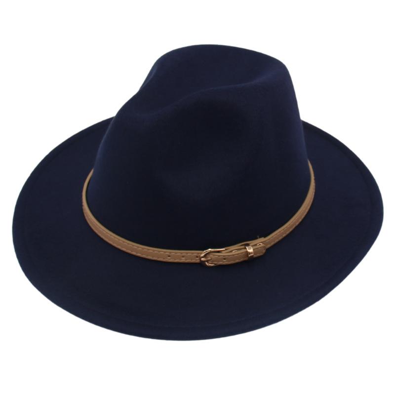 Fedora Spring And Summer Small Belt Felt Hat Percussion Performance Jazz Hat Woolen Top Hat Big Eaves Hat