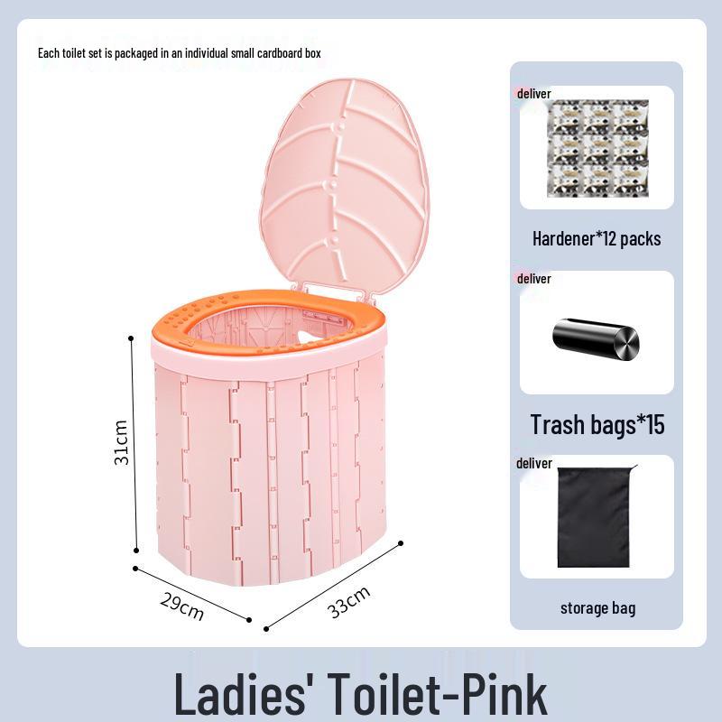 Portable Folding Toilet for Car, RV, and Camping - Adult Lady Travel Gear