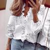 2025 Spring/Summer European & American Style Long Sleeve Ruffle Blouse for Women
