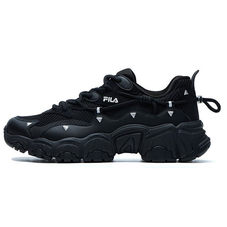 Fila Cat Paw 2.0 Fabric Synthetic Leather Round Toe Lace-Up Low-Top Dad Sneakers Women Sneakers Black F12W124144FBK