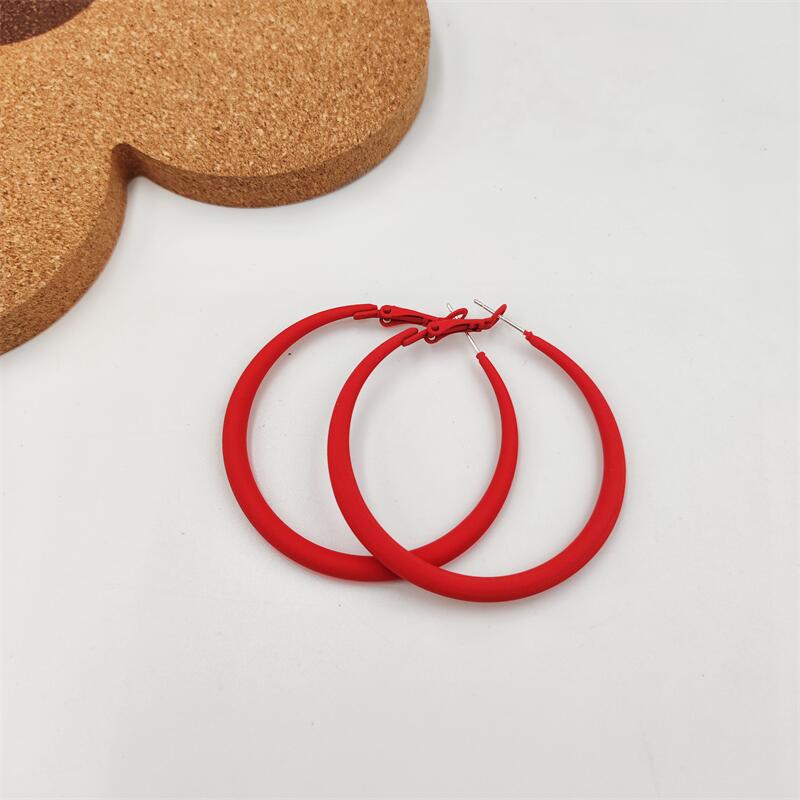 Trendy Big Round Circle Dangle Earrings for Women Exaggerate Punk Loops Red Geometry Simple Hoop Earrings Zircon Party Gift