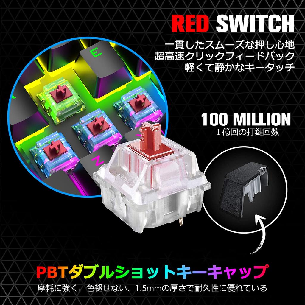 Gaming Keyboard and Mouse Set, Red Switch Mechanical Tenkeyless, 60% Compact, 14 RGB Backlights, Full Key Collision Prevention, 12000 DPI, Type C