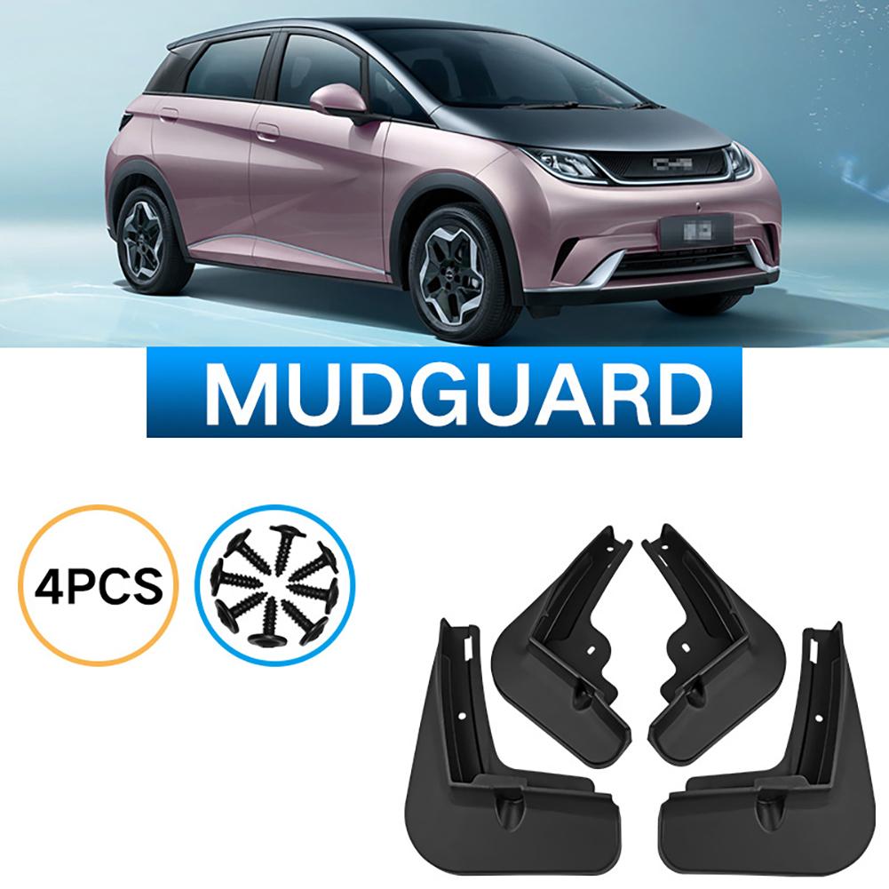 4PCS Mud Flaps For Car Front And Rear Wheel, No Drilling Splash Guards Mudguards Mudflaps With Hardware Kits, Compatible For BYD Dolphin EA1 2021-2022
