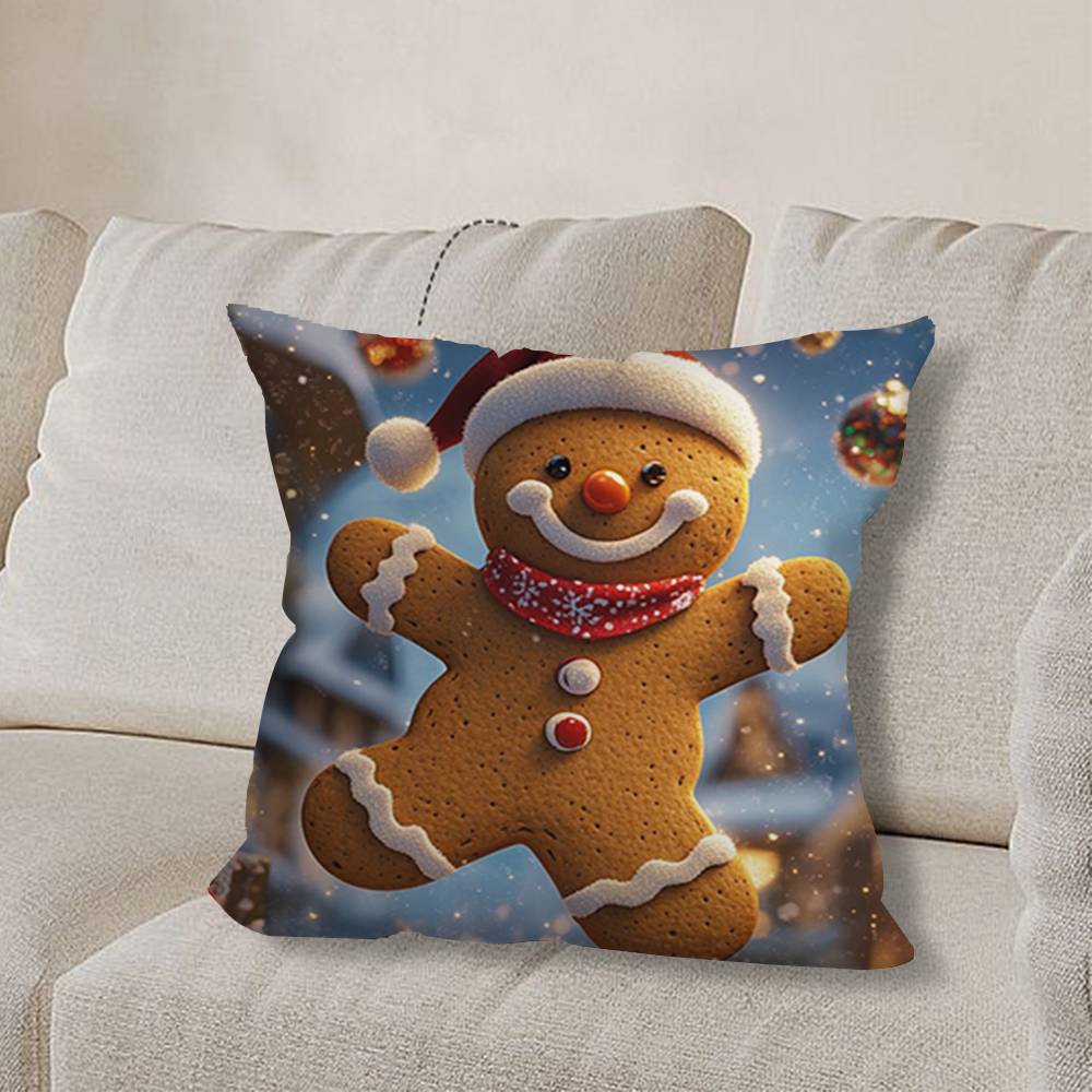 Christmas G-gingerbread Art Pillow Case Sofa Living Room Bedroom Headboard Backrest Cushion Square Cushion Nap Time