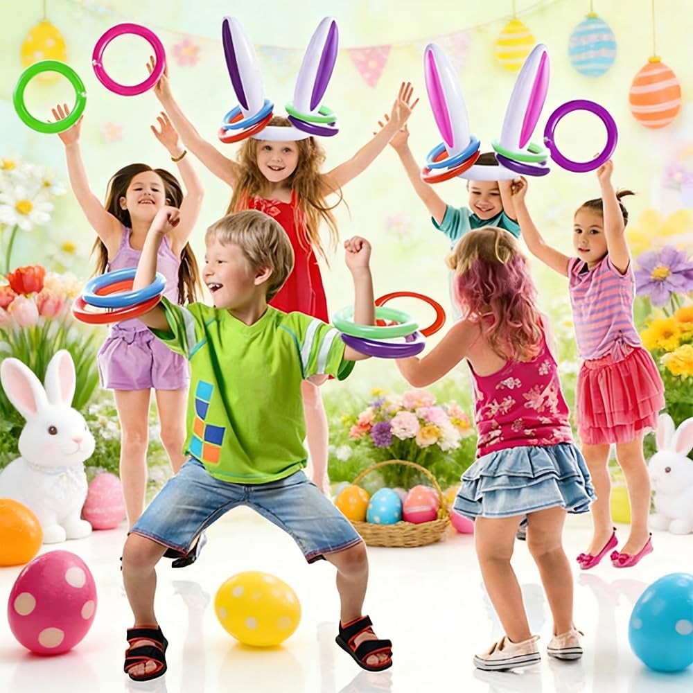 Aesthetic Easter Decor: Inflatable Bunny Ear Ring Toss, Creative Spring Party Game, Interactive Event Prop, Trendy Gift