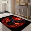 1‑Piece Retro Ethnic Style Red‑Black Crow Totem Print Area Rug, Easy‑Clean Durable Floor Mat for Living Room, Bedroom